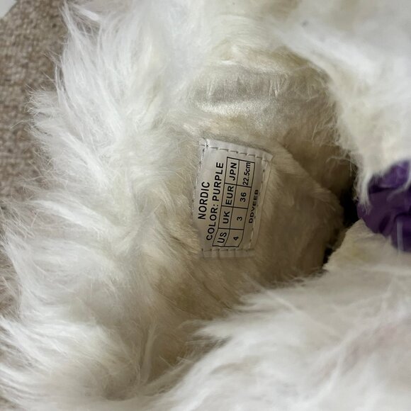Dream pairs Purple Pink Flowers White Fur Cold Weather Winter Snow Boots Girls 4 - Picture 4 of 9